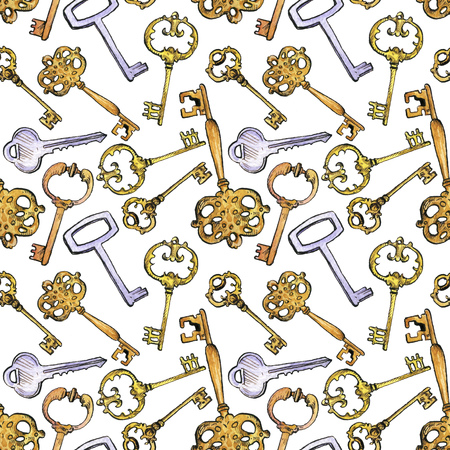 seamless pattern with watercolor keysの写真素材