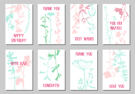 Background with drawing herbs and flowersのイラスト素材