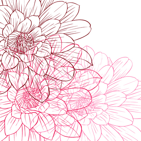 Pink flowers cover, floral color design, abstract nature background, hand drawn vector illustrationのイラスト素材