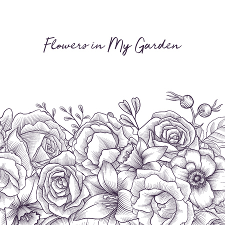 vintage vector floral composition templateのイラスト素材