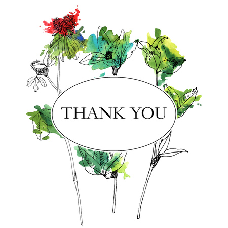 Background with drawing herbs and flowers illustration.のイラスト素材