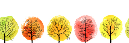 vector seamless pattern with autumn treesのイラスト素材