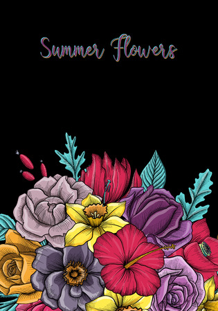 vintage vector floral compositionのイラスト素材