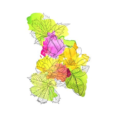 vector drawing flowersのイラスト素材