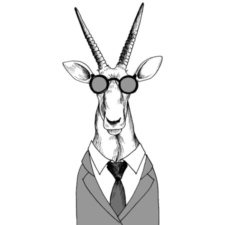 vector hand drawn head of antelopeのイラスト素材