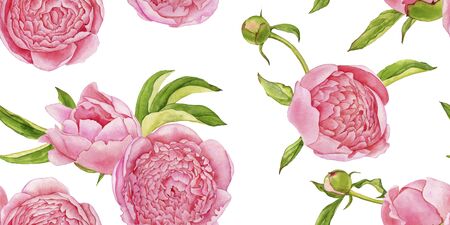 seamless pattern with pink peony flowersの写真素材
