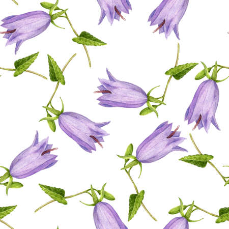 Seamless pattern with watercolor bell flowersの写真素材