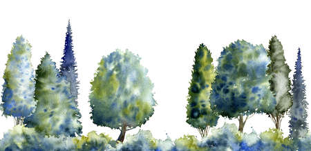 watercolor drawing summer landscapeの写真素材
