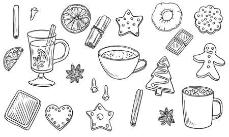 vector drawing christmas setのイラスト素材