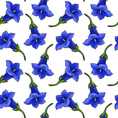 seamless pattern with gentian flowerの写真素材