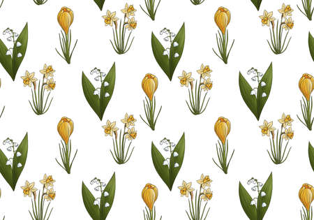 drawing seamless pattern with flowersの写真素材