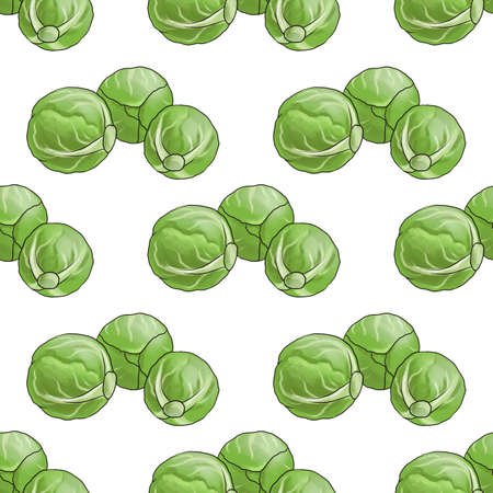 seamless pattern with green brussels sproutsの写真素材