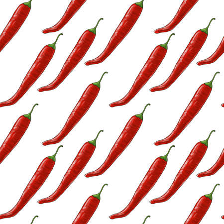 seamless pattern with red chili peppersの写真素材