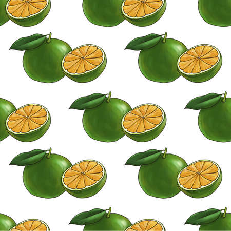 seamless pattern with green tangerine