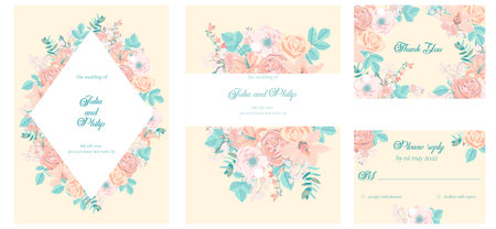 vector floral design for wedding invitationのイラスト素材