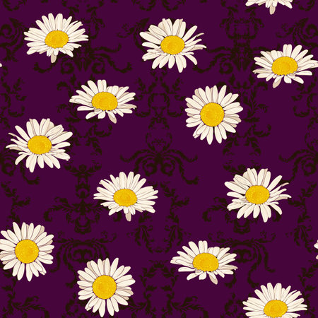 vector drawing seamless pattern with wild flowersのイラスト素材