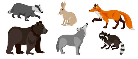 vector drawing set of animalsのイラスト素材