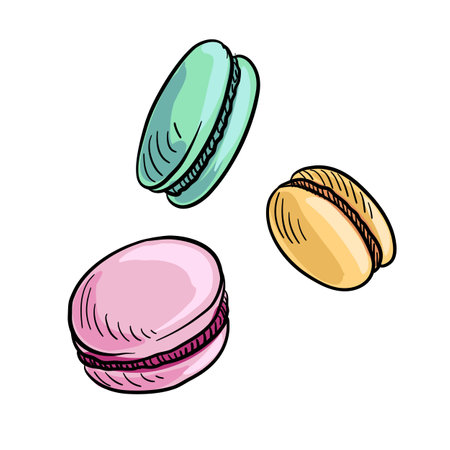 vector drawing sketch of macaroonsのイラスト素材