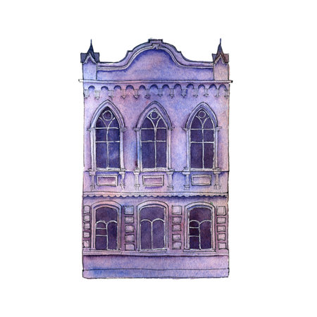 watercolor drawing vintage building, mansionの写真素材