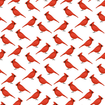 vector drawing seamless pattern with red birdのイラスト素材