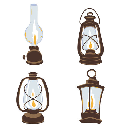 vector drawing kerosene lampsのイラスト素材