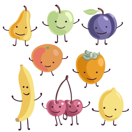 vector drawing cartoon characters fruitのイラスト素材