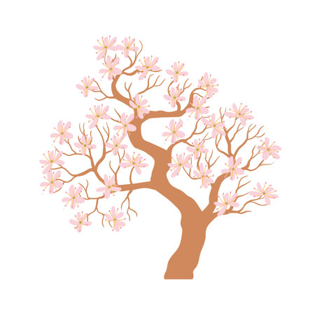 vector drawing flowering treeのイラスト素材