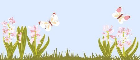 vector drawing wild flowers, hyacinthのイラスト素材