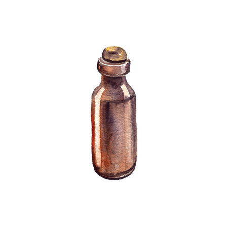 watercolor drawing essential oil bottleの写真素材