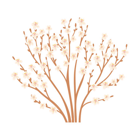 vector drawing flowering treesのイラスト素材