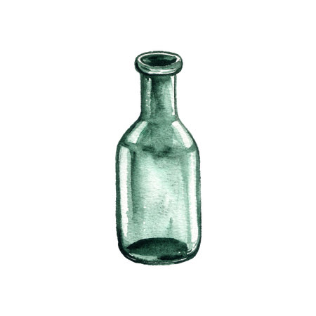 watercolor drawing glass bottleの写真素材