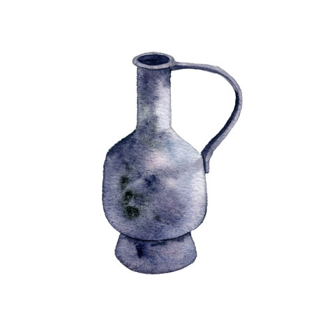 watercolor drawing silver jugの写真素材