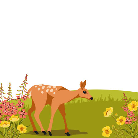 vector drawing animal and plantsのイラスト素材