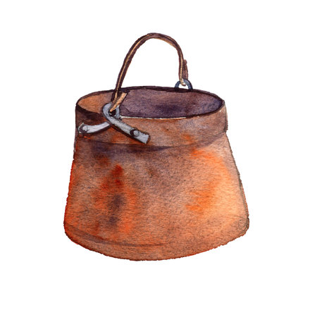 watercolor drawing copper cauldronの写真素材