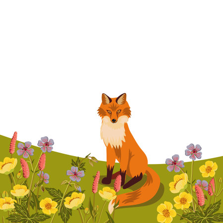 vector drawing animal and plantsのイラスト素材
