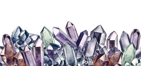 watercolor drawing druses of crystalsの写真素材