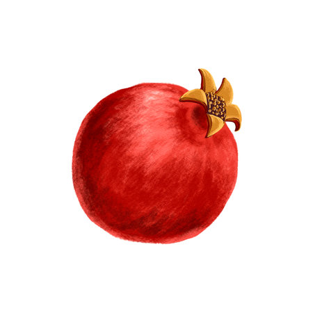 drawing fruit, red pomegranateの写真素材