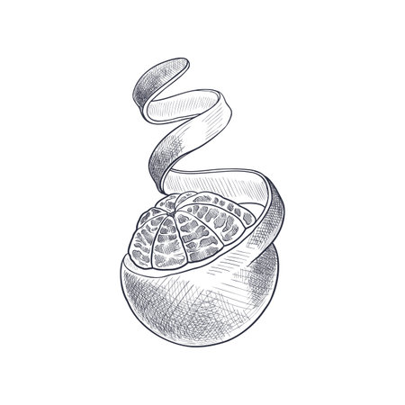 vector drawing fruit, orange isolated at whiteのイラスト素材