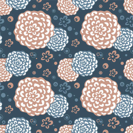 Bright Floral seamless pattern on dark background