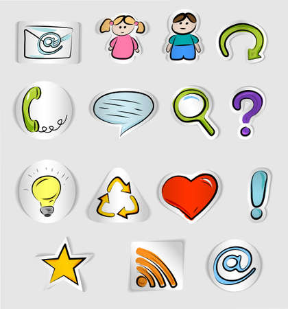Hand drawn internet and web icons  isolated on white backgroundのイラスト素材