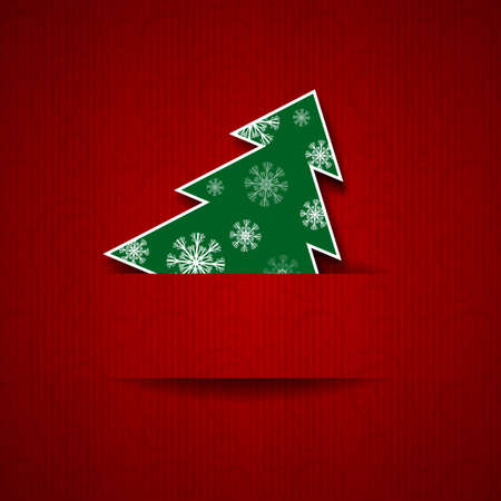 Vector illustration  Paper red background with Christmas treeのイラスト素材