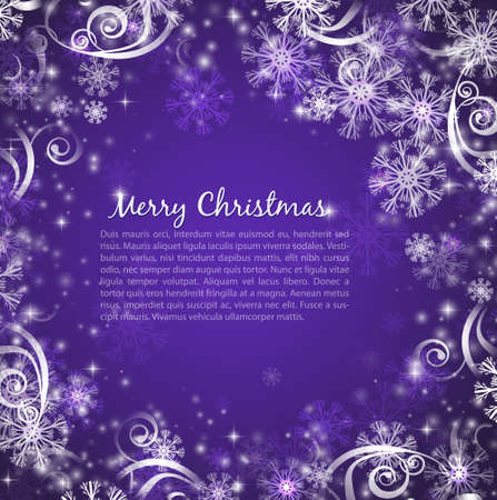 Elegant christmas purple background with snowflakes and lightsのイラスト素材