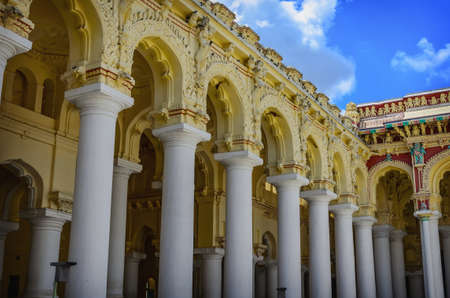Tirumalai Nayak Palace in Madurai. Tamil Nadu, India.のeditorial素材