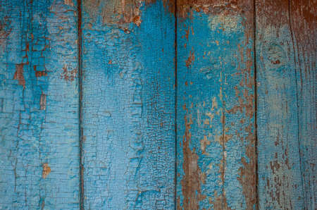 Blue grunge wood close-up background. Painted old wooden wall.の写真素材