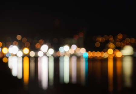 Blured lights from night Wellington, New Zealand, bokehの写真素材