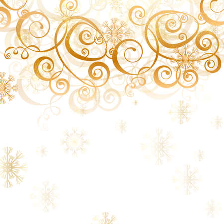 Elegant christmas white background with golden decoration, snowflakes and lightsのイラスト素材