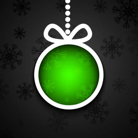 Christmas ball cut from paper on black background.のイラスト素材