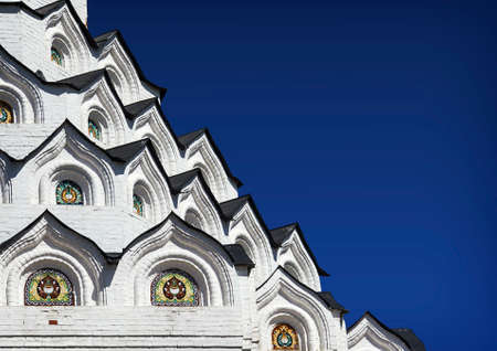 Close-up detail of Church the Holy Apostles Peter and Paul. Temple-monument of the glory of the dead...