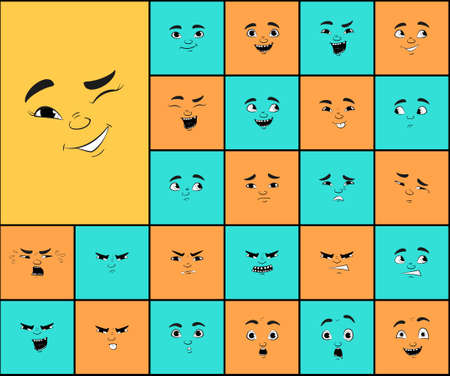 Cartoon faces expressions vector setのイラスト素材