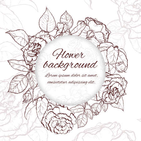 Vintage rose. Hand drawn vector illustration background.のイラスト素材